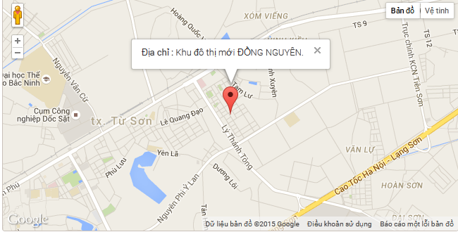 Bản đồ vị trí Khu đô thị Đồng Nguyên