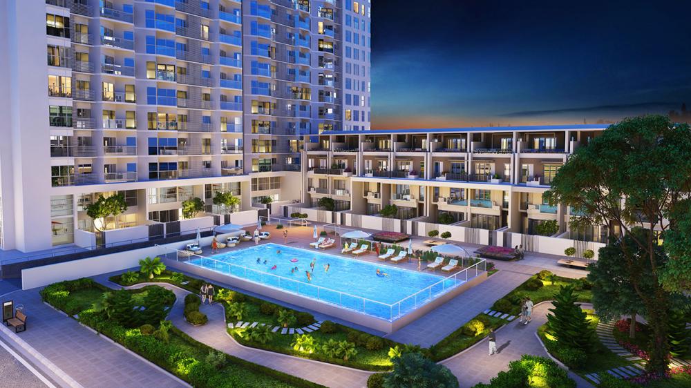 Khu vực bể bơi và cảnh quan Green Bay Village