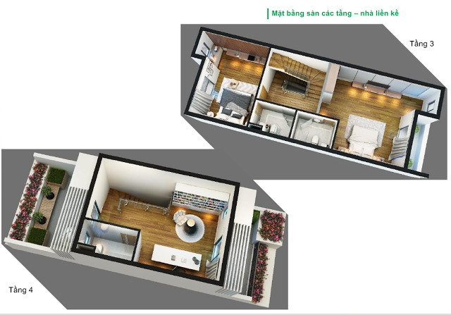 Góc nhìn từ trên cao khu liền kề Green Bay Village