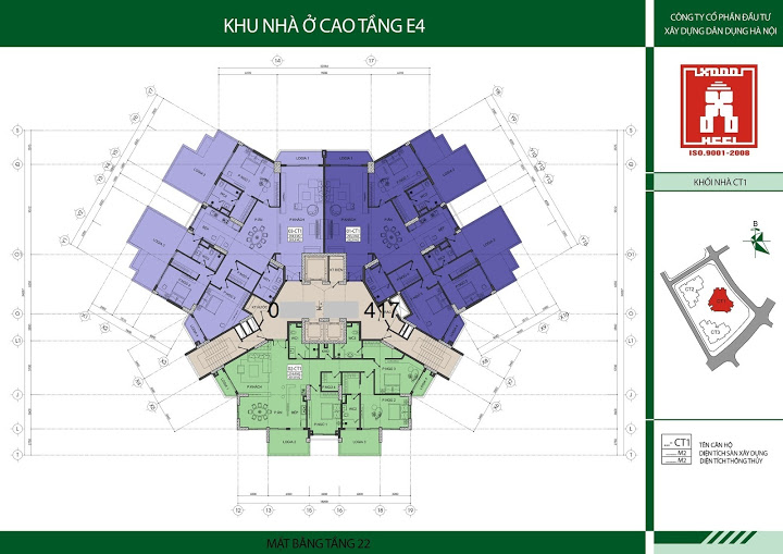 Mặt bằng tầng 4-12 tòa CT2