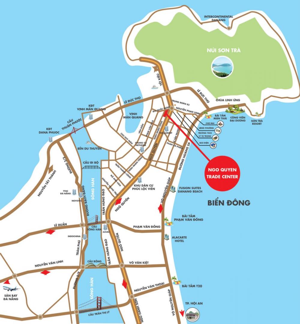 Sơ đồ vị trí và liên kết vùng của dự án Ngô Quyền Shopping Street