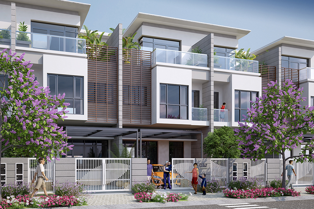 Khung cảnh đường nội bộ đã hoàn thiện của dự án