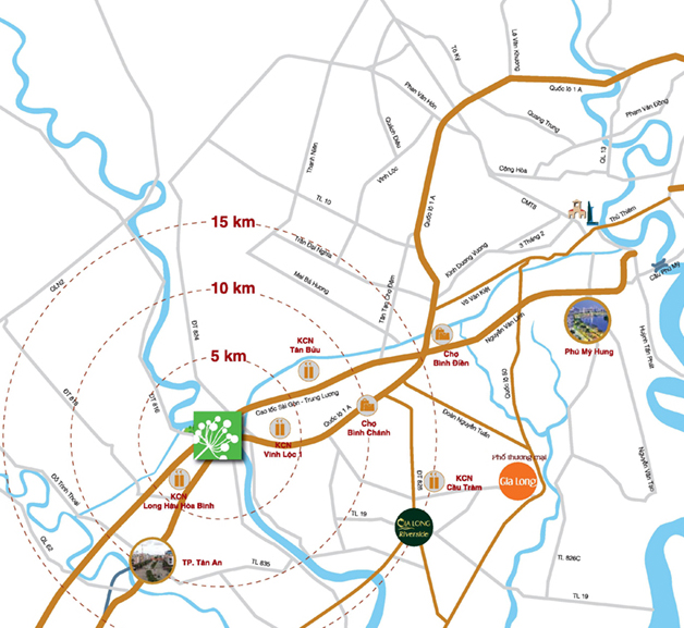 Sơ đồ vị trí và kết nối vùng của Gia Long Countryside