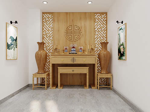 Phòng thờ bố trí ở khu vực phía trước sân thượng đảm bảo tách biệt và yên tĩnh bố trí phòng thờ