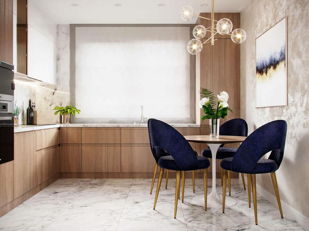 Bộ bàn ghế ăn đơn giản nhưng sang trọng, đặt ngay cạnh bếp bàn ghế ăn đơn giản