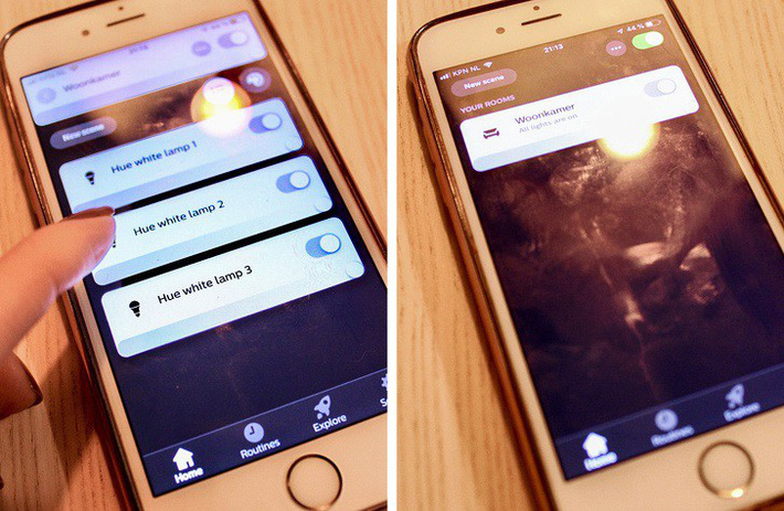 Sử dụng điện thoại thông minh để điều khiển ánh sáng trong nhà. điện thoại thông minh