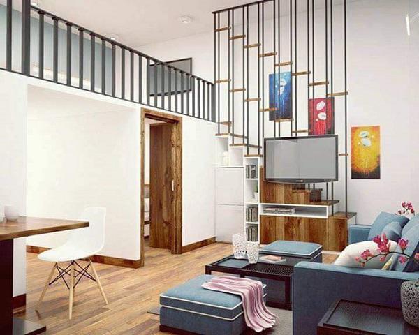 Với nhà cấp 4 có gác lửng, bạn có thể tham khảo cách thiết kế phòng khách như căn nhà này phòng khách nhà cấp 4
