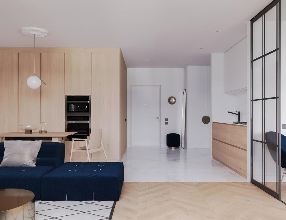 Thiết kế tương phản ấn tượng trong căn hộ phong cách hiện đại