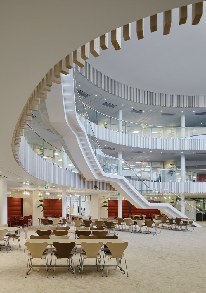 Toàn bộ cấu trúc nội thất được làm từ chất liệu gỗ glulam