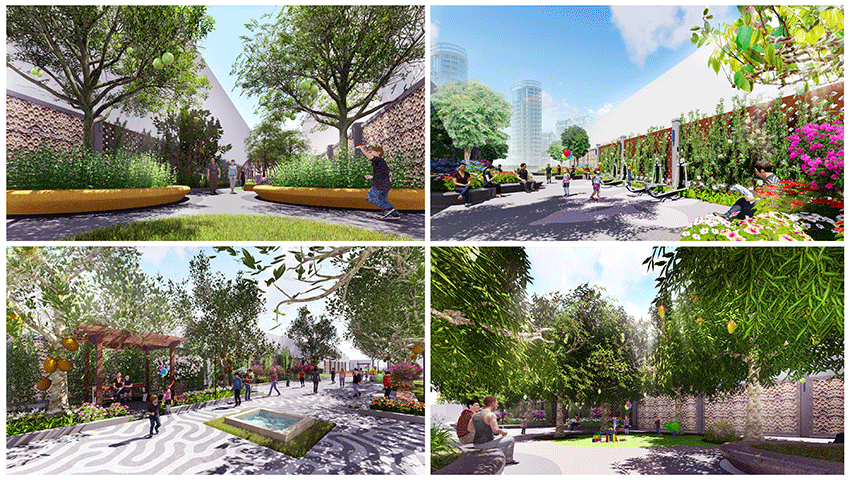 Khu vực đường chạy bộ và máy tập ngoài trời