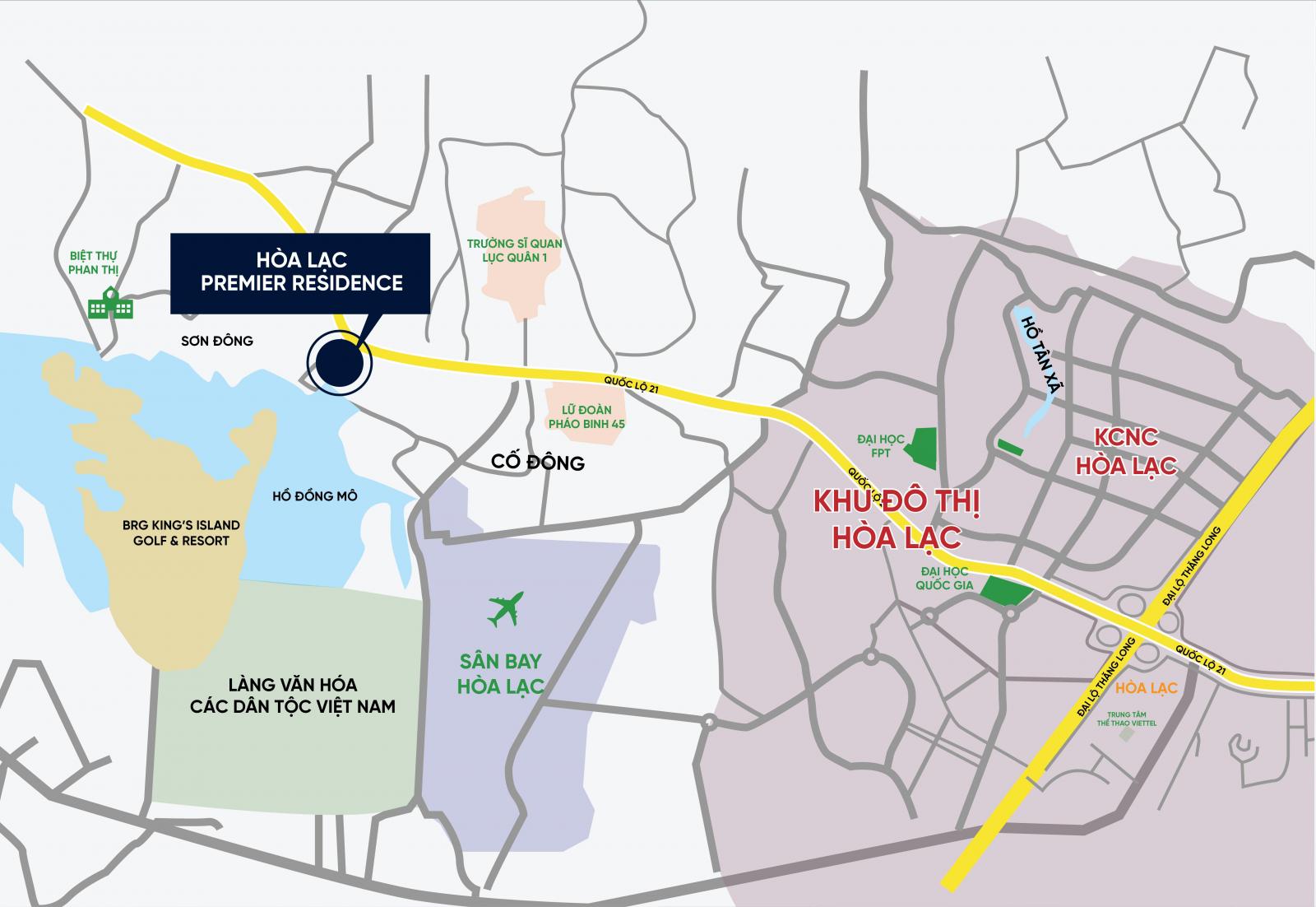 Sơ đồ vị trí dự án Hòa Lạc Premier Residence