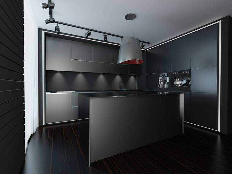 Gam màu đen nhám mang đến vẻ đẹp đẳng cấp cho căn bếp. căn bếp màu đen nhám