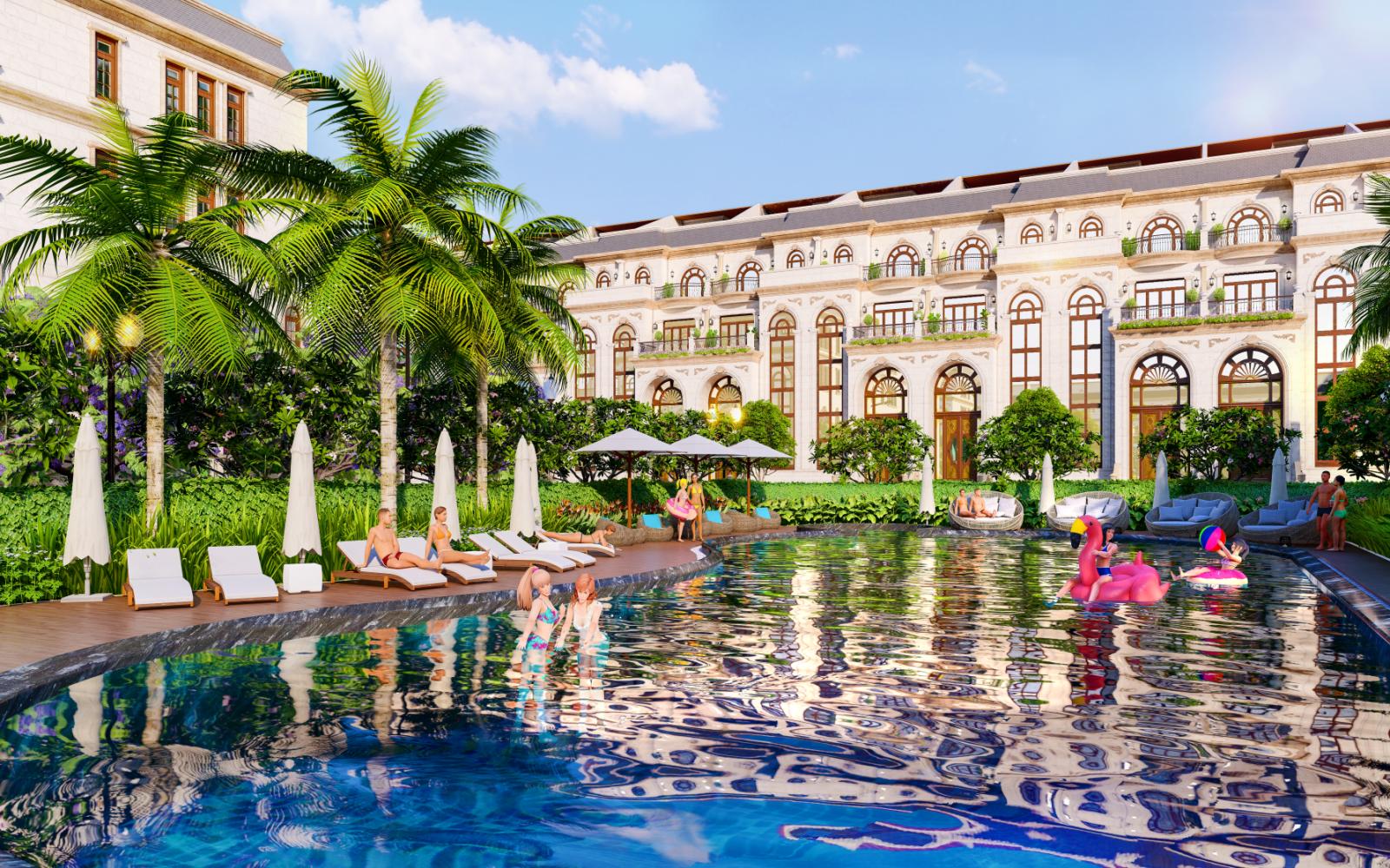 Hồ bơi nội khu phong cách resort tại phân khu Sunlake