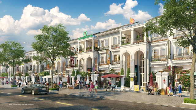 Vinh Heritage là khu đô thị được biết đến nhiều nhất khu vực thời gian qua nhiều người đang đi lại trước dãy nhà