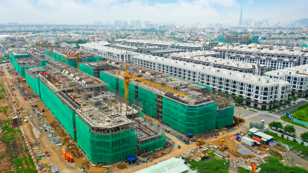 nhiều dãy nhà nhìn từ trên cao
