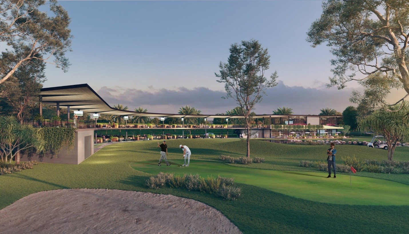 ba người đang đứng ở sân golf
