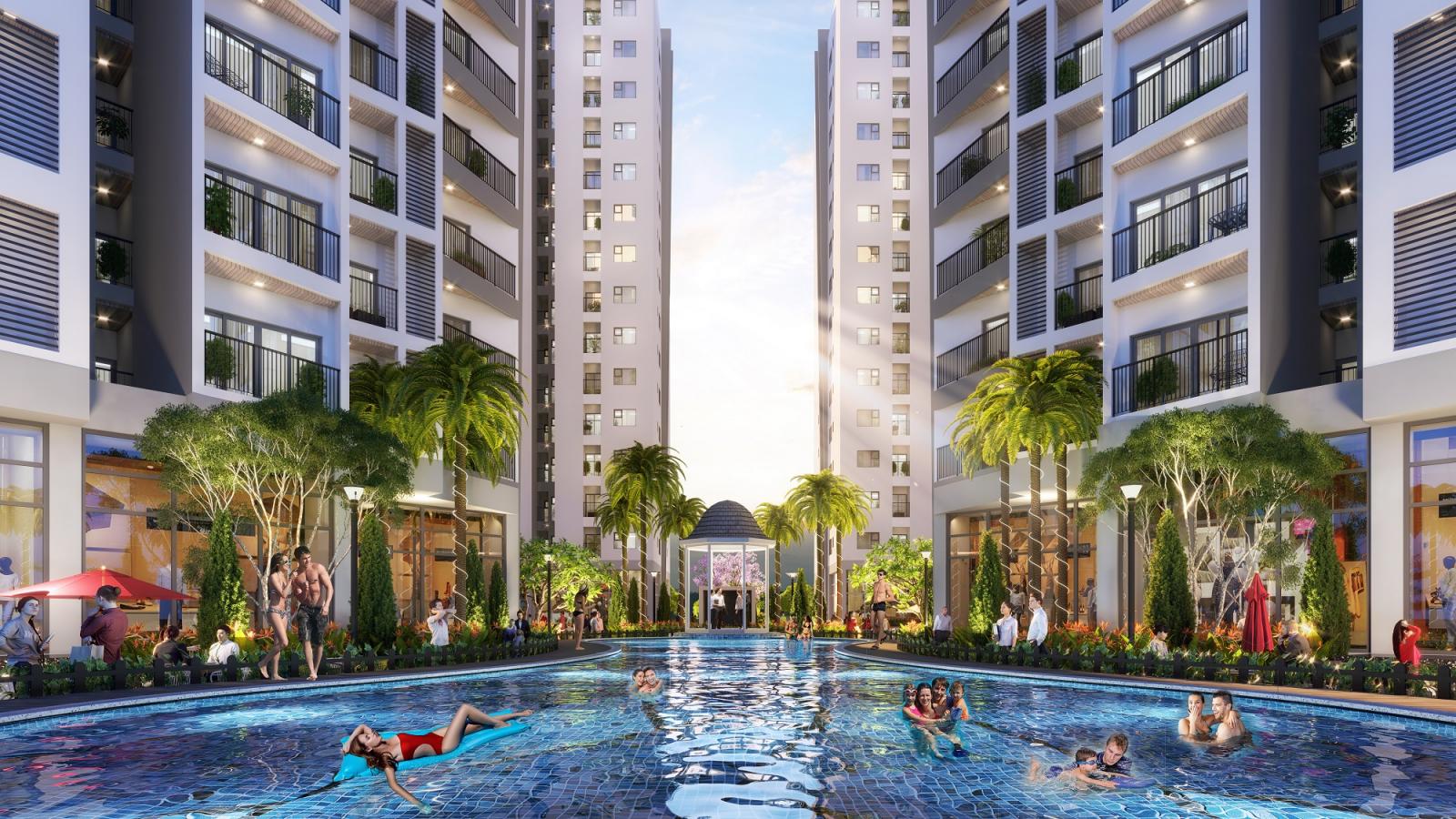 Phối cảnh bể bơi trong dự án Le Grand Jardin