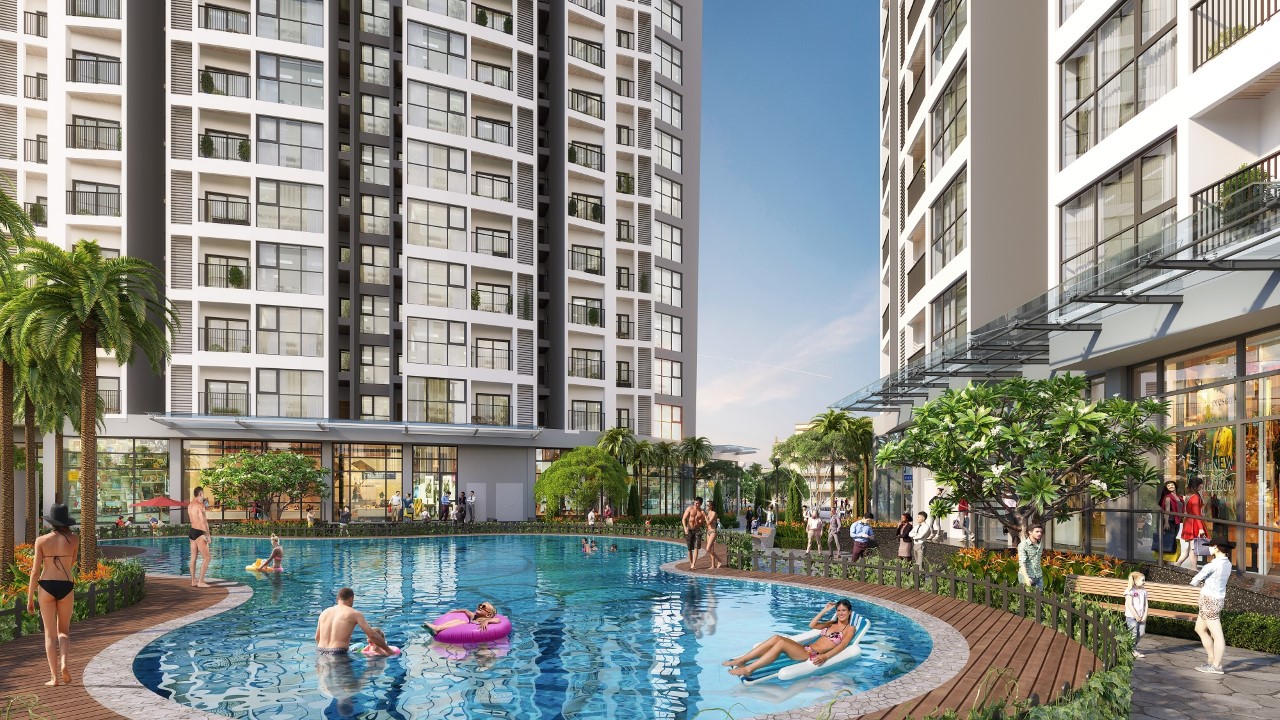 Phối cảnh bể bơi bên trong dự án Le Grand Jardin