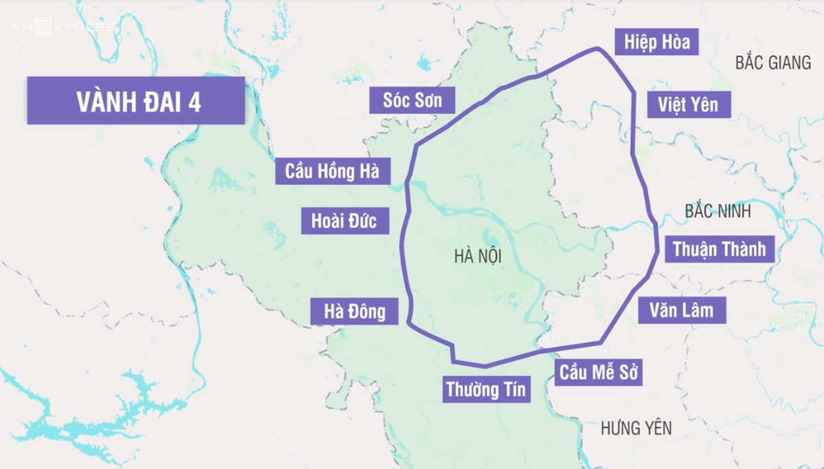 Sơ đồ đường Vành đai 4 Hà Nội
