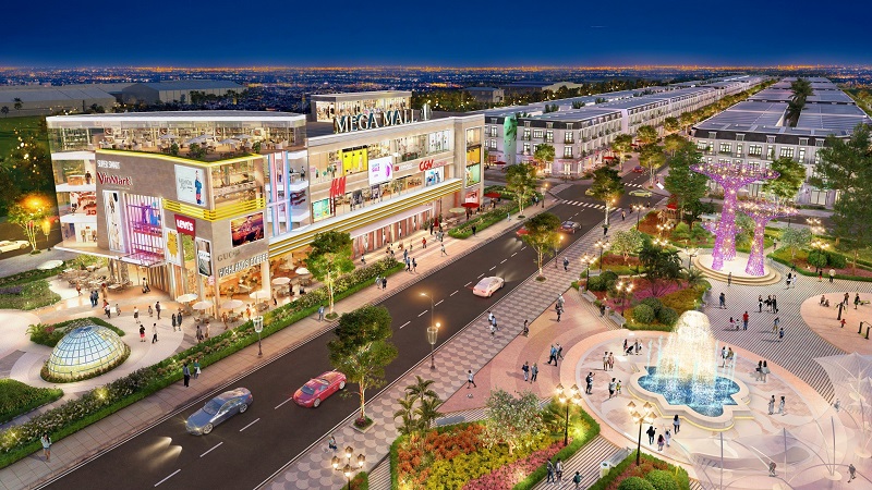 Mega Royal City bừng sáng về đêm với tuyến phố thương mại sầm uất