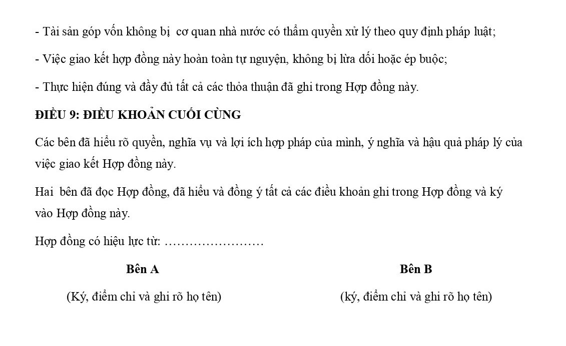 Mẫu hợp đồng góp vốn mua đất trang 3