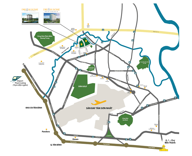 Hồ bơi và cảnh quan xanh tại Dream Home Residence