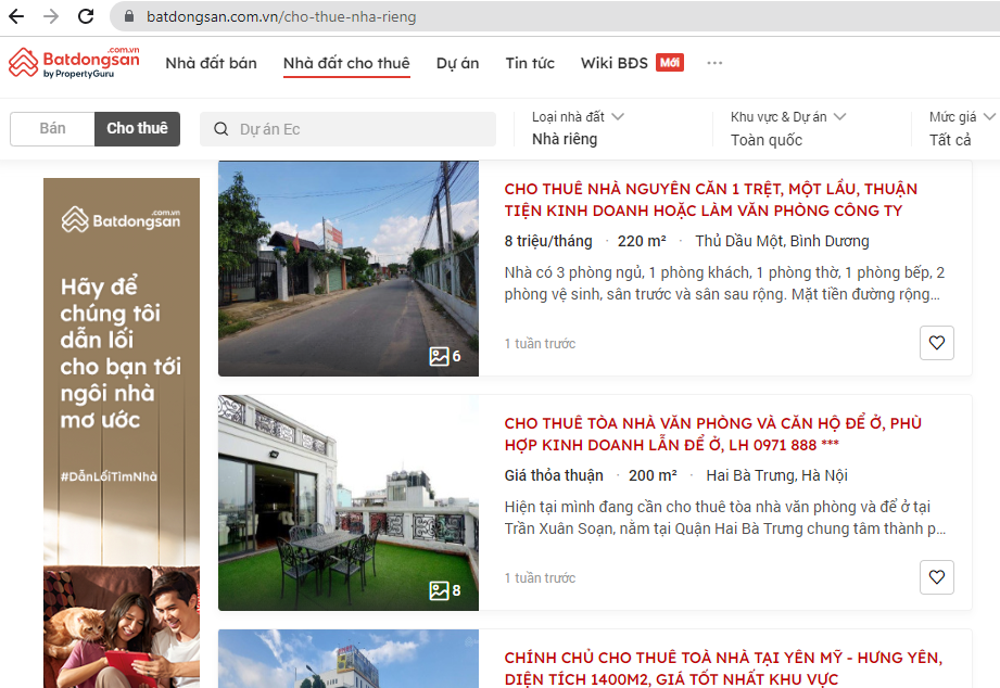 Đăng tin cho thuê nhà