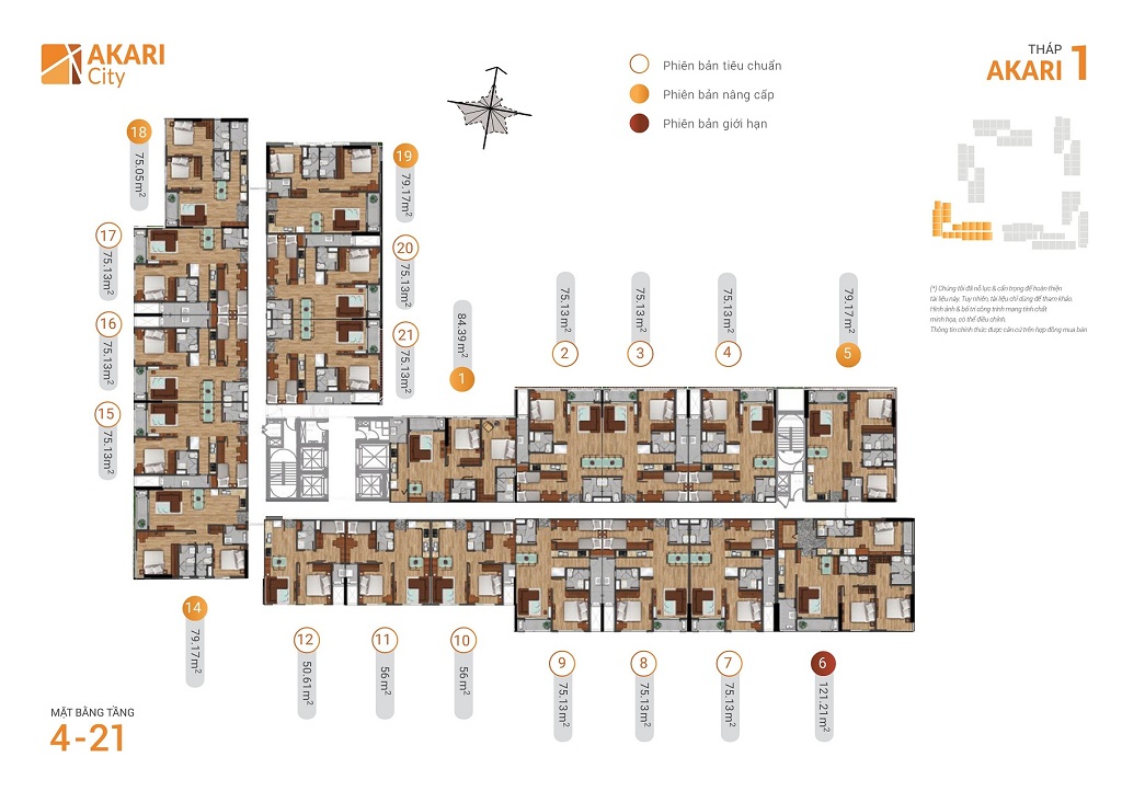 mặt bằng tầng 4-21 block AK1