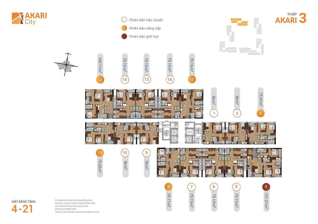 mặt bằng tầng 4-21 block AK3