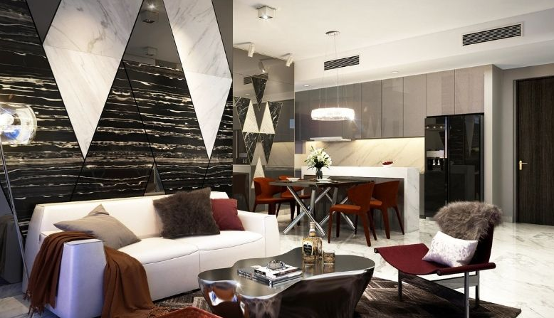 Phòng khách căn hộ Linden