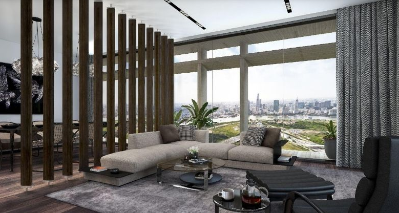 Phòng khách căn hộ Cove Residences