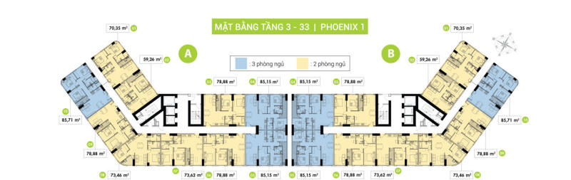 Mặt bằng Phoenix 1​ dự án Topaz Elite Quận 8
