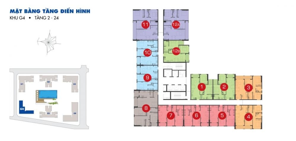 mặt bằng tầng điển hình khu G4
