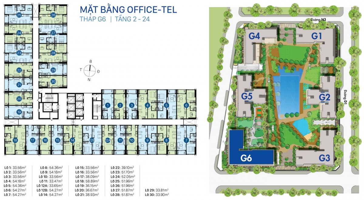 Mặt bằng tầng điển hình khu G6