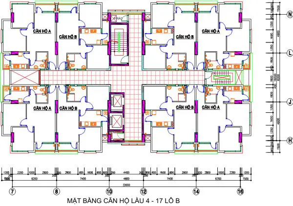 Mặt bằng thiết kế căn hộ 155 Nguyễn Chí Thanh