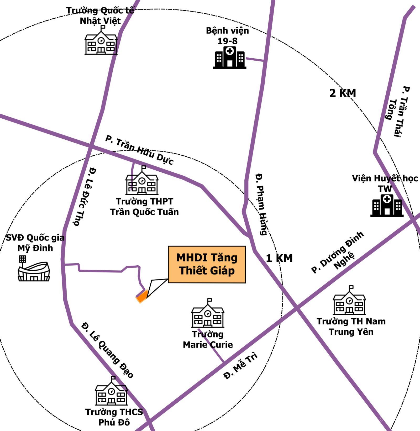 Vị trí dự án Bộ Tư lệnh Tăng Thiết Giáp trên bản đồ giao thông khu vực Mỹ Đình