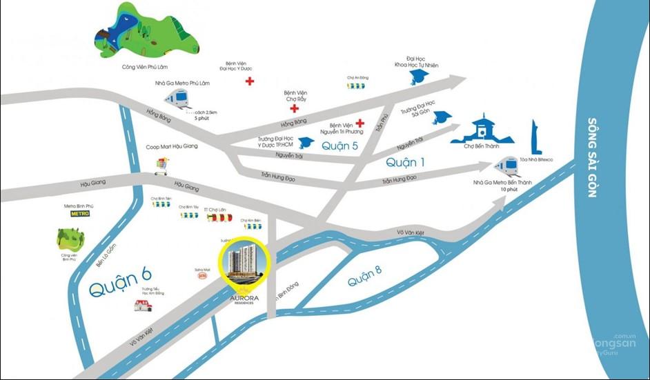 Vị trí Aurora Residences trên bản đồ Quận 8