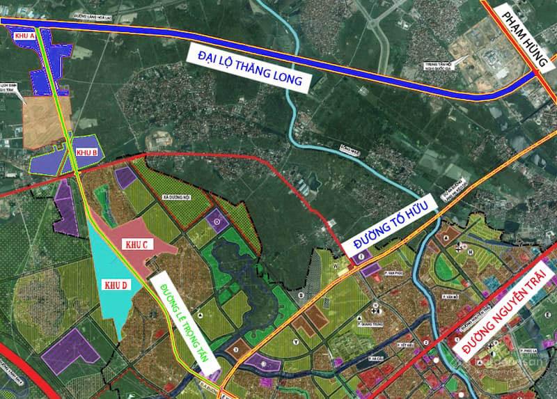 Mặt bằng thiết kế dự kiến của một phân khu trong Geleximco Lê Trọng Tấn - Hoài Đức