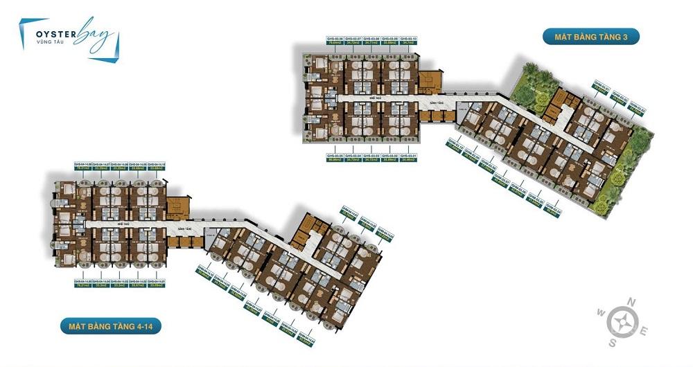 Mặt bằng tầng điển hình Oyster Bay