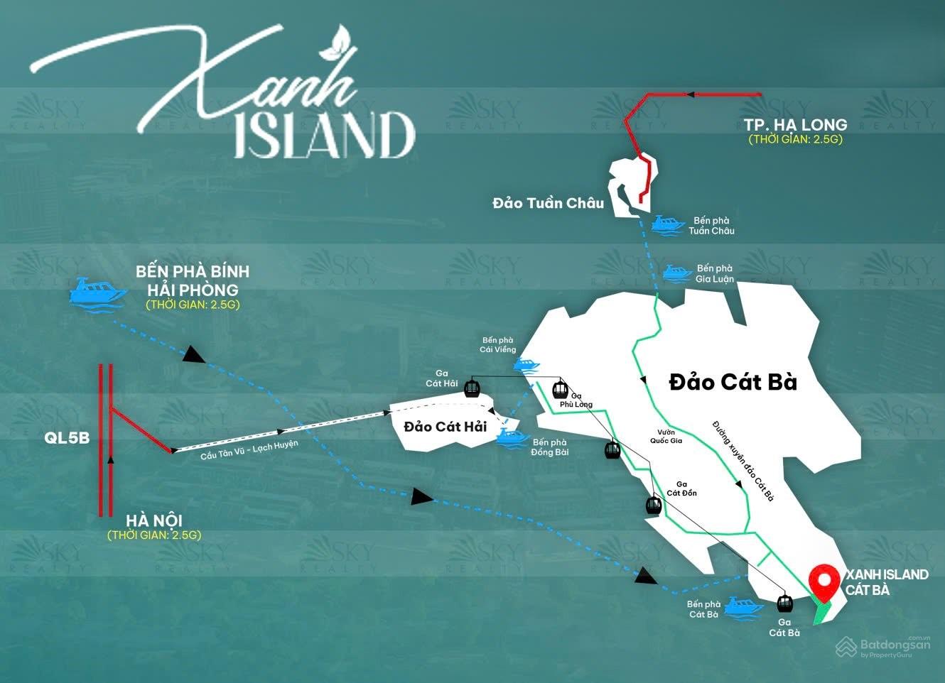 Sơ đồ vị trí Xanh Island Cát Bà tại Vịnh Cái Giá