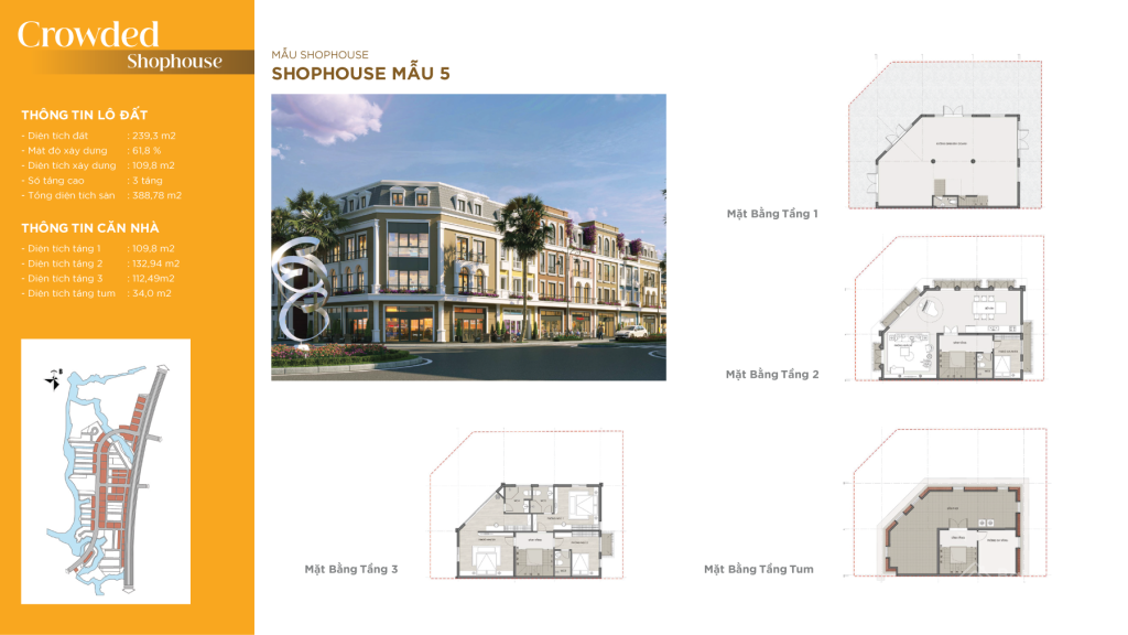 Mô hình biệt thự đơn lập góc