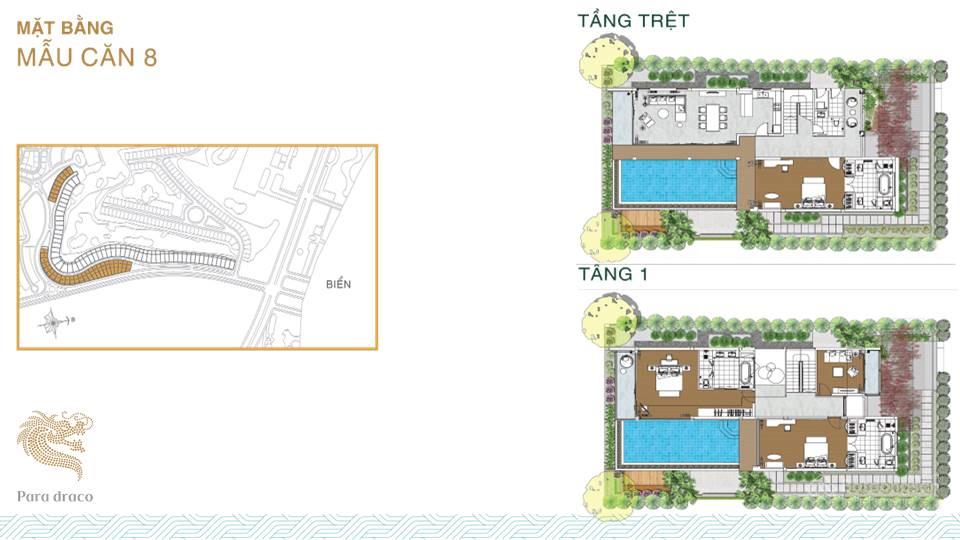 Khuôn viên xanh mát xung quanh biệt thự Para Draco