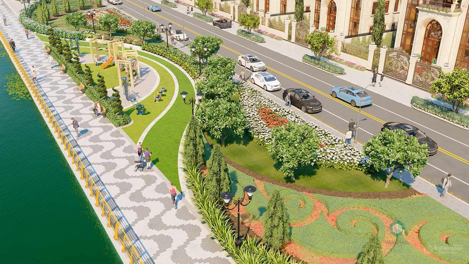 Phối cảnh bến du thuyền ven sông