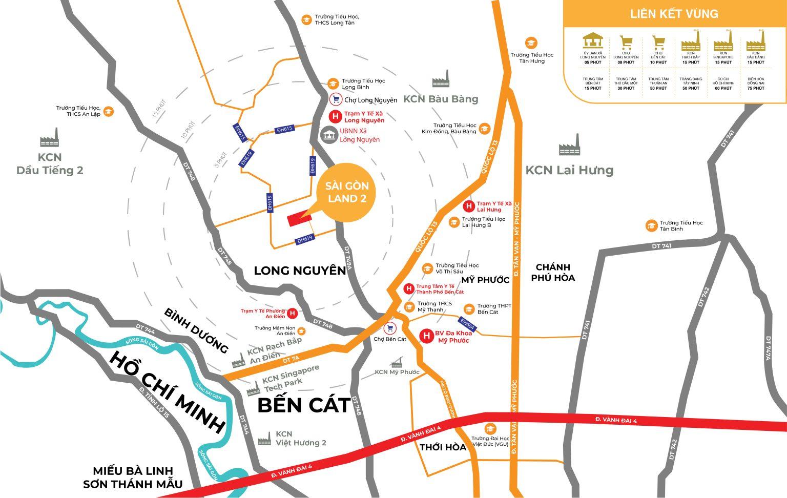 Bản đồ vị trí kết nối khu nhà ở Sài Gòn Land 2