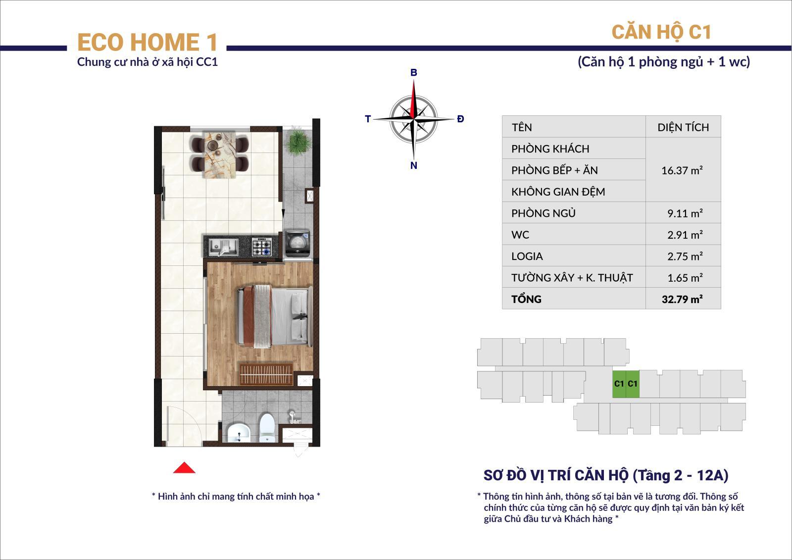 Phối cảnh mặt bằng căn hộ loại trung