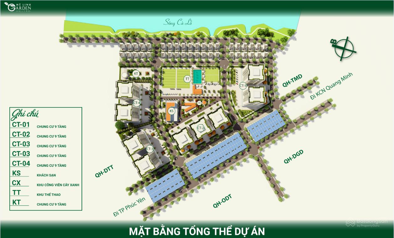 Mặt bằng tổng thể các tòa chung cư Mê Linh Garden City