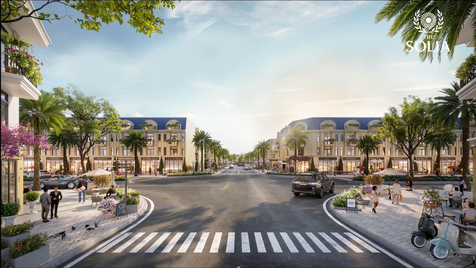 Khu vực cây xanh và đường đi bộ nội khu