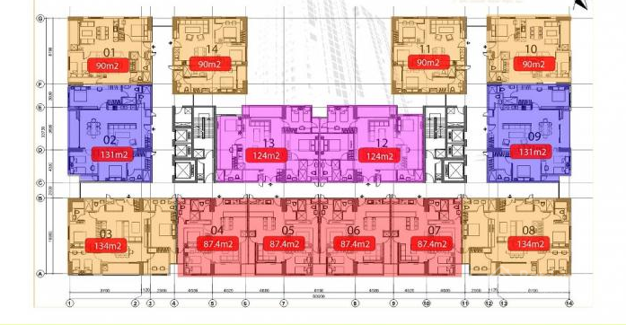 Mặt bằng căn hộ 2 phòng ngủ