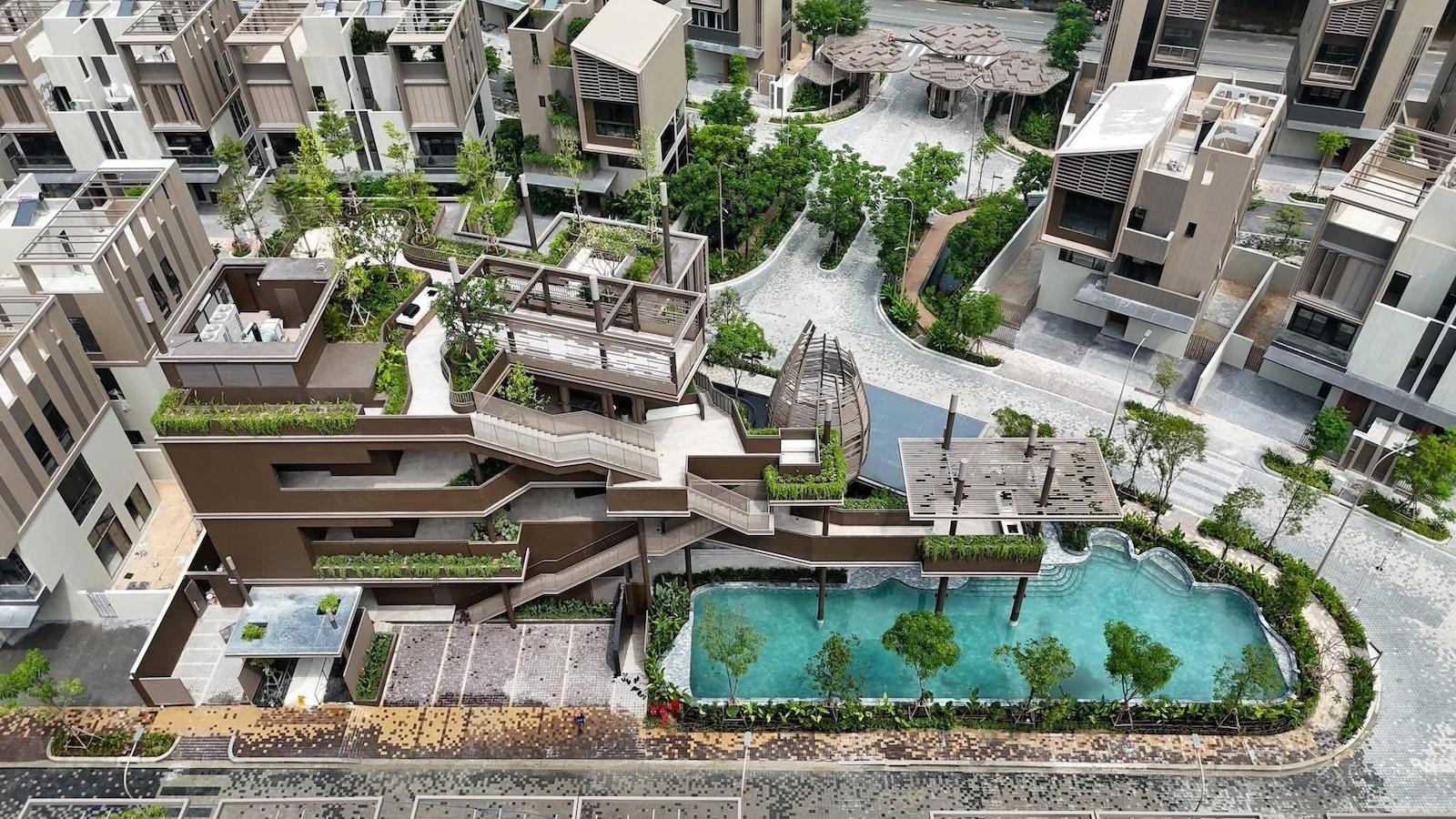 Cảnh quan xanh mát tại The Orchard sau hoàn thiện