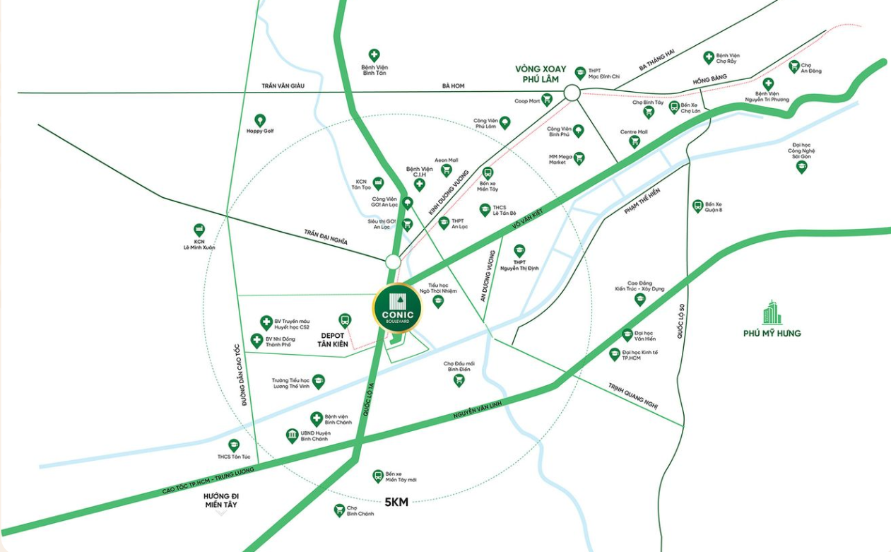 Căn hộ Conic Boulevard nhìn từ xa